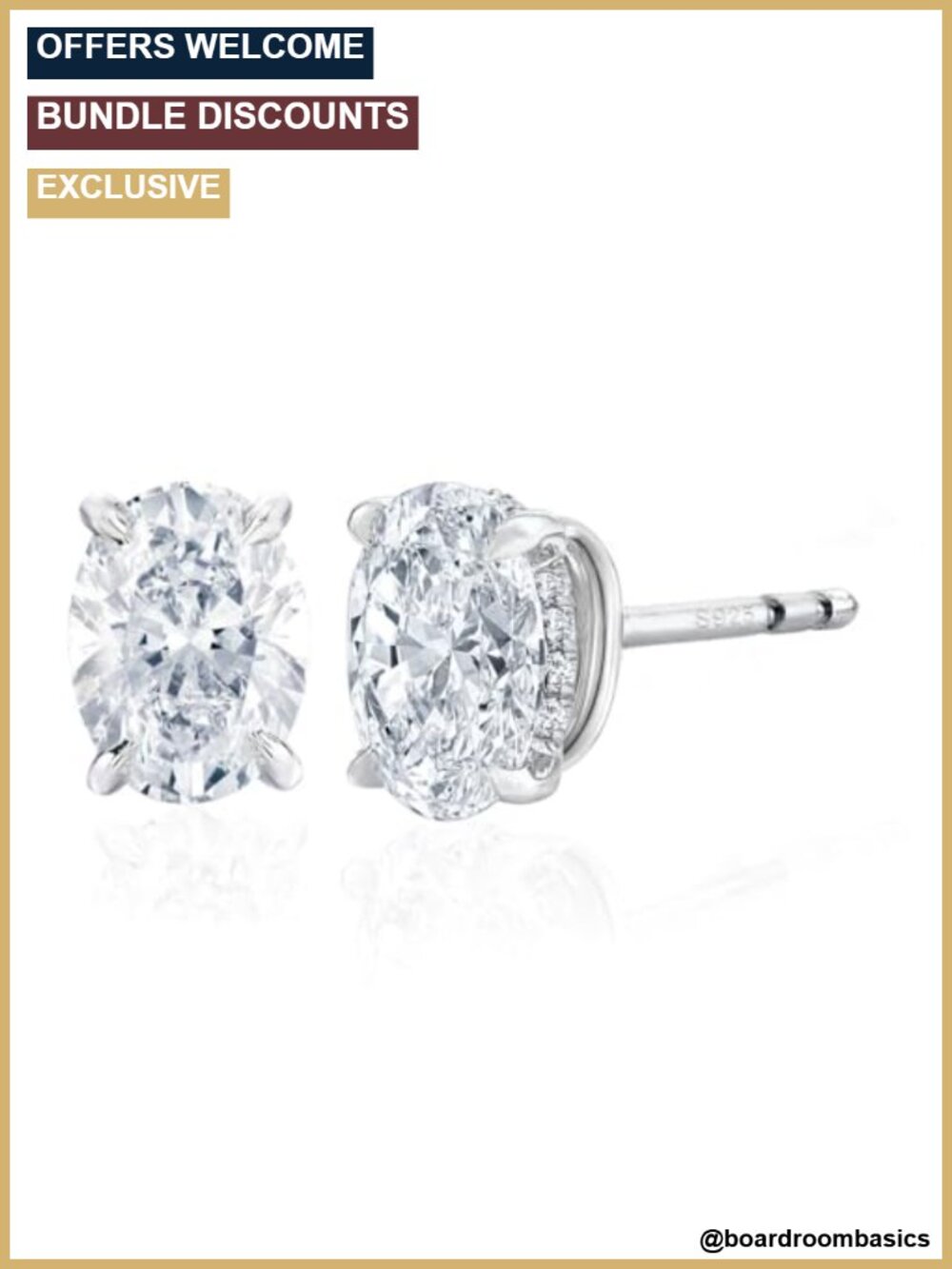 925 Sterling Silver 18K White Gold Plated CZ Stud Earrings